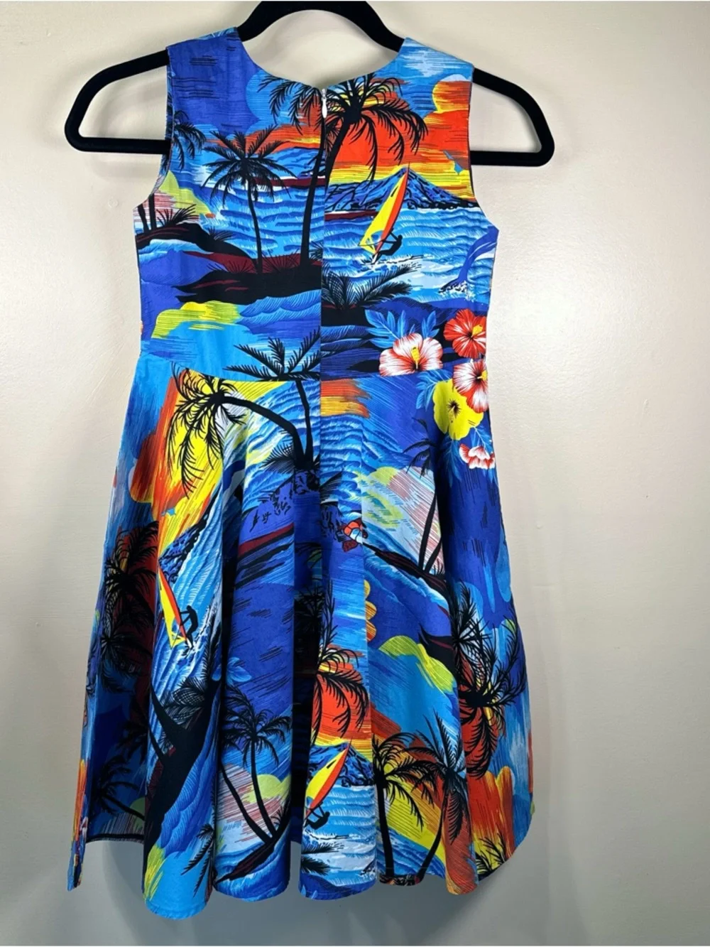 Girls Hawaiian twirl Dress size 12 tropical blue summer vacation luau - Picture 5 of 6